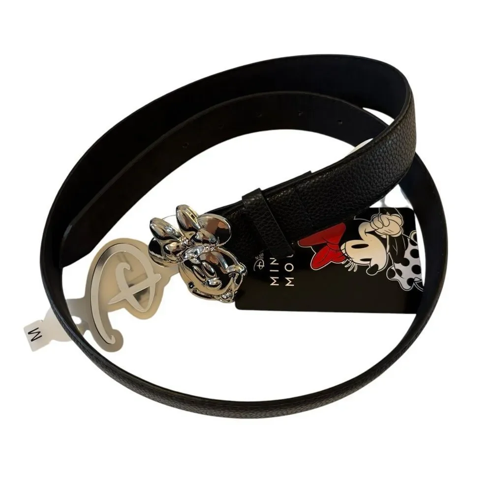 Disney Black Belt with Good Sized Silver Toned Minnie Mouse Buckle.